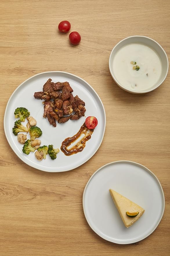 Ceramic Dinnerware Set for 4,Reactive Glaze Plates and Bowls Sets,Microwave Safe,Chip-Resistant Dish Set,Perfect for Modern Dining,Farmhouse Style (Fog White, Service for 4 (12pcs))