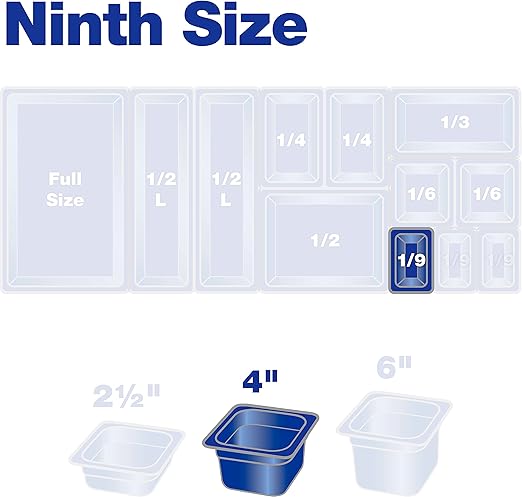 Carlisle FoodService Products StorPlus High-Heat 1/9-Size Food Pan, 4 Deep Food Storage Container with 1 Quart Capacity, High Heat Plastic, 1/9 Size, Amber, (Pack of 6)
