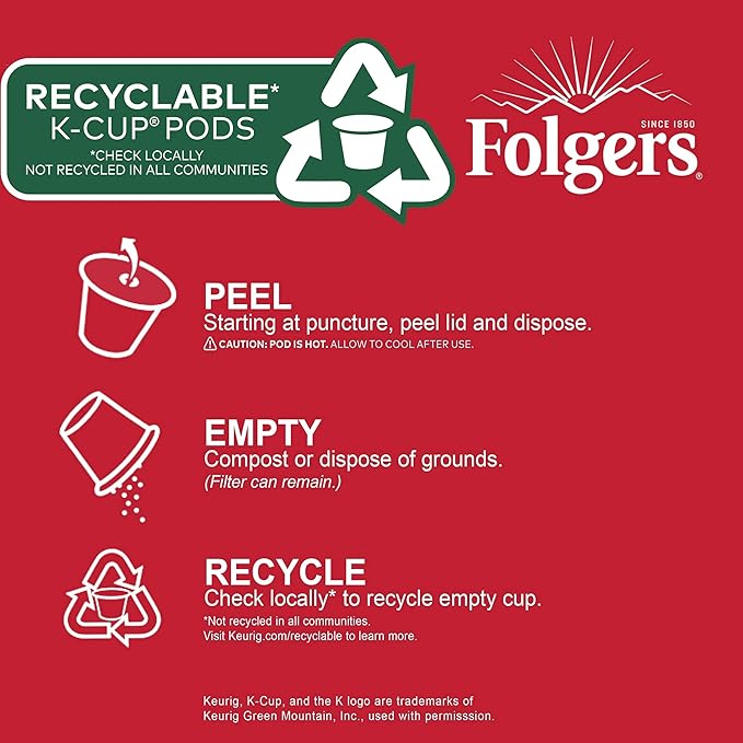 Folgers Classic Roast Medium Roast Coffee, 96 Keurig K-Cup Pods