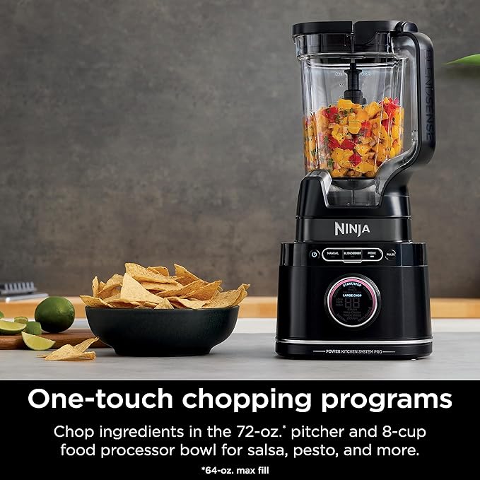 Ninja | All-in-One Blender and Food Processor | Best for Smoothies, Cookie Dough, Salsas, Cole Slaw and More | BlendSense Intelligence for Perfectly Smooth Results | 1800 Watt | Black | TB401