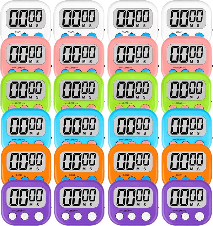 ZILLEEN Classroom Timers for Kids Classroom Magnetic Digital Kitchen Timers for Cooking Teachers Gym Game 24 pcs