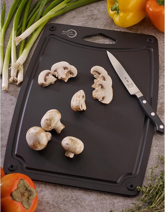 Mercer Culinary Composite Cutting Board-14 1/2" X 11", with Non Slip Feet and Juice Groove, Black