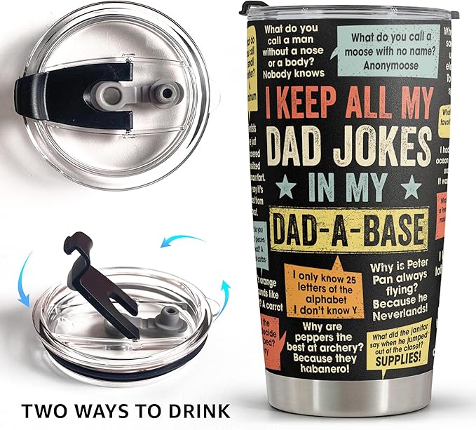 Funny Gift For Dad - Stainless Steel Tumbler 20oz - Dad Joke Gifts - Father Gift From Daughter, Son, Wife for Birthday, Fathers Day - Christmas Gifts For Men, Uncle, Brother