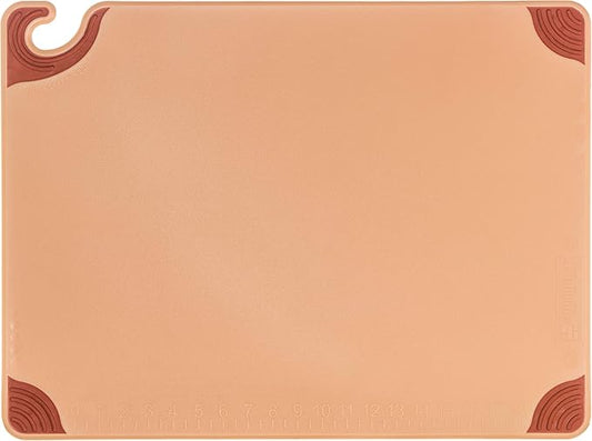 San Jamar Saf-T-Grip Plastic Cutting Board with Safety Hook, 18" x 24" x 0.5", Brown, (Pack of 6)