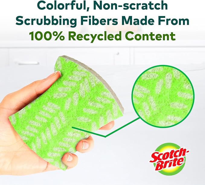 Scotch-Brite ocelo Non-Scratch Scrub Sponges, Assorted Designs, Scratch-Free for Nonstick Cookware & Dishes, Kitchen & Bathroom Use, Reusable Multi-Surface Cleaning Sponges (12 Count (Pack of 3))