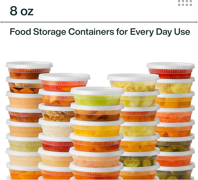 Heavy-Duty PP Deli Containers with Lids - 8oz PP Deli Container, 36 sets