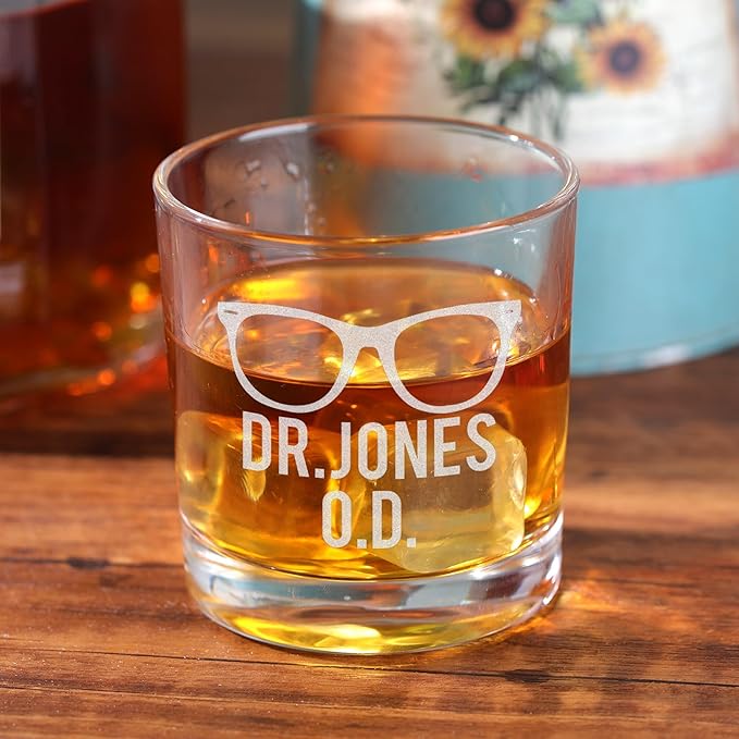 Custom Engraved Whiskey Glass - Personalized Gifts for Eye Doctors, Graduation Gift for Dental Student, Birthday Appreciation Gift for Best Ophthalmologist (Whiskey, Eye Doctor)
