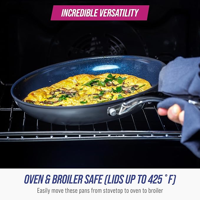 Blue Diamond Cookware Hard Anodized Ceramic Nonstick, 10" Frying Pan Skillet, PFAS-Free, Dishwasher Safe, Oven Safe, Grey