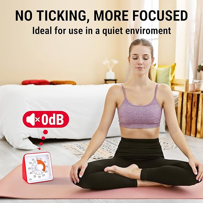 ThermoPro Kitchen Timer for Cooking, Visual Timer for Kids with Alarm & Silent Operation, Digital Timers for Classroom Teacher, 60-Minute Countdown Time Management Tool for Study, Egg, Exercise, Oven