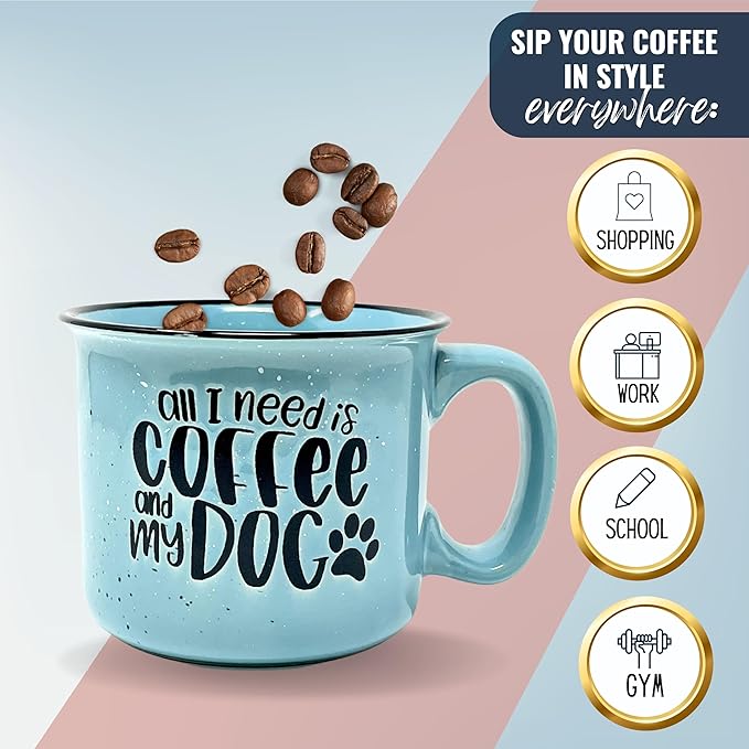 Cute Funny Large 15 oz Coffee Mug for Dog Lovers - Dog Mom, Dog Dad, Fur Mama - Unique Fun Gifts for Her, Dad, Mom, Sister, Teacher, Coworkers - Coffee Cups & Mugs with Quotes