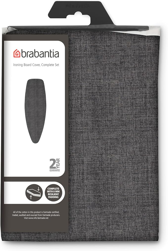Brabantia Size D (53 x 18 in) Replacement Ironing Board Cover with Thick Foam & Felt Padding (Denim Black) Easy-Fit, 100% Cotton