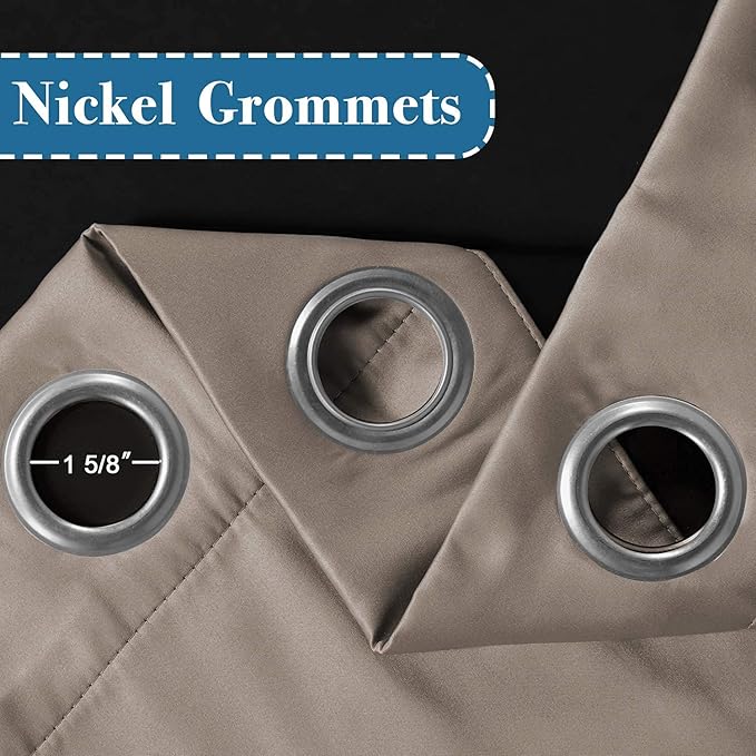 H.VERSAILTEX Cold Blocking Curtains, 100% Blackout Curtains Thermal, Noise Reduction and Privacy Curtains for Bedroom, Black Lined Blackout Drapes with Grommet Top, 1 Pair, W52 x L63, Khaki