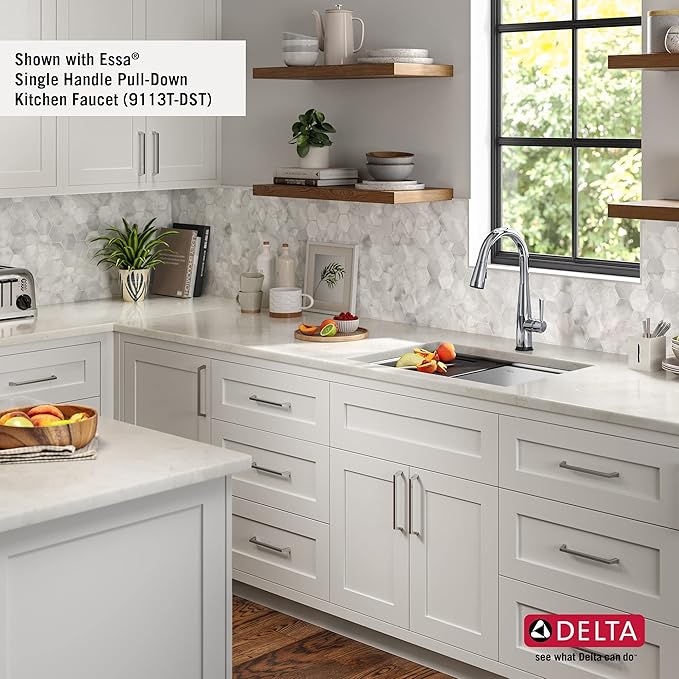 DELTA FAUCET Rivet 30-Inch Workstation Kitchen Sink Undermount 16 Gauge Stainless Steel Single Bowl with WorkFlow Ledge and Chef’s Kit of 6 Accessories, 95B931-30S-SS