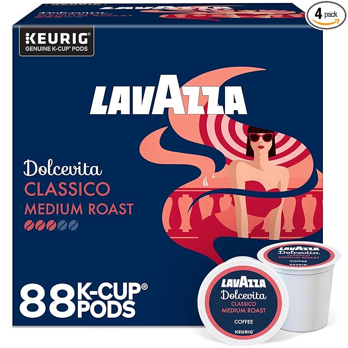 Lavazza Dolcevita Classico Keurig K-Cup® Pods, Medium Roast, Arabica and Robusta Blend (88 Pods)
