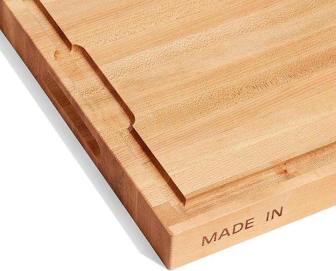 Made In Cookware - Butcher Block - Maple Wood - Thick Charcuterie Board with Side Handles - 17.75x11.75"