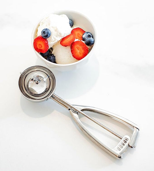 Jenaluca Extra Large Ice Cream Scoop - 1/3 Cup Disher Size #12 stainless steel scooper for food, cupcake batter & icecream