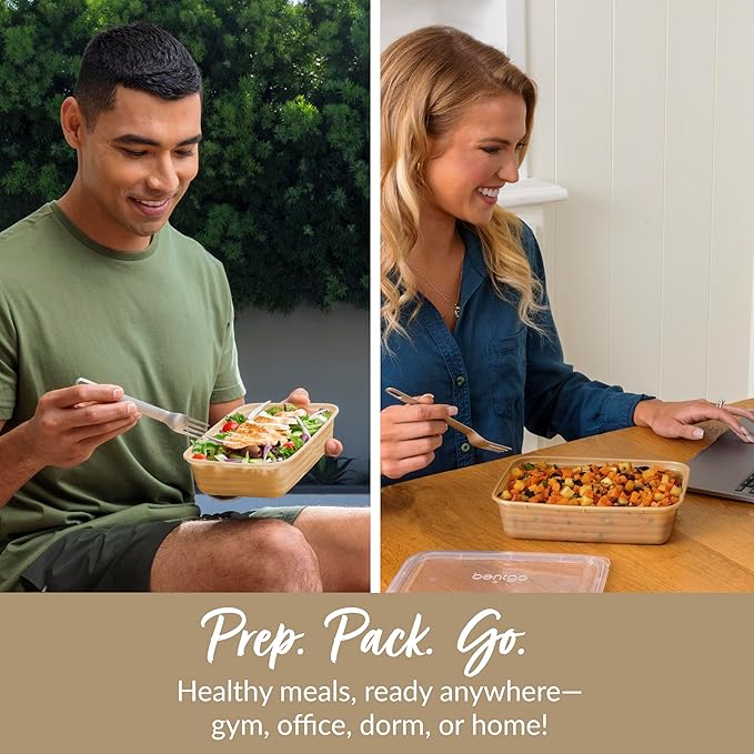 Bentgo Prep - 20-Piece 1-Compartment Reusable Meal Prep Containers with Lids, PFAS & BPA Free Materials, Durable, Microwave, Freezer, & Dishwasher Safe To Go Food Storage (Gold)