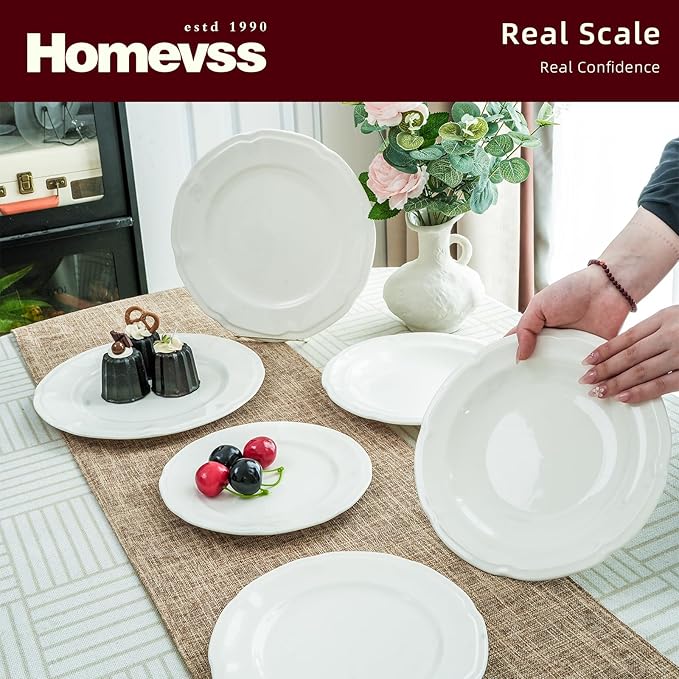 HomeVss, New Bone China Embossed French Countryside 18pc Dinnerware Set