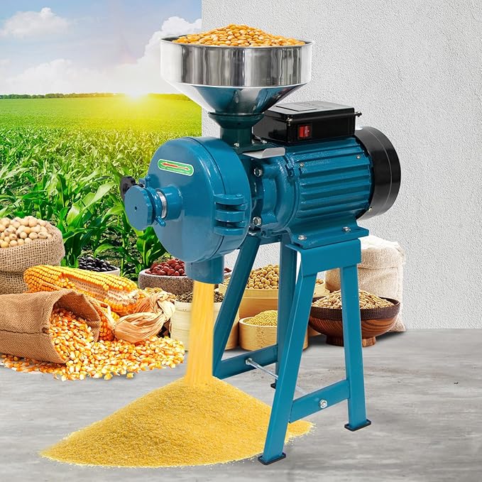 3000W Electric Grain Mill Grinder, Heavy-Duty Wet & Dry Cereals Grinder Machine 110V for Rice, Corn, Wheat, Coffee, Spices with Funnel