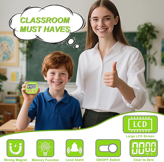 Digital Timer for Kids Teacher Supplies Classroom Timer for Study Learning Management Kitchen Work Exercise-4Pack Pink Blue Green White