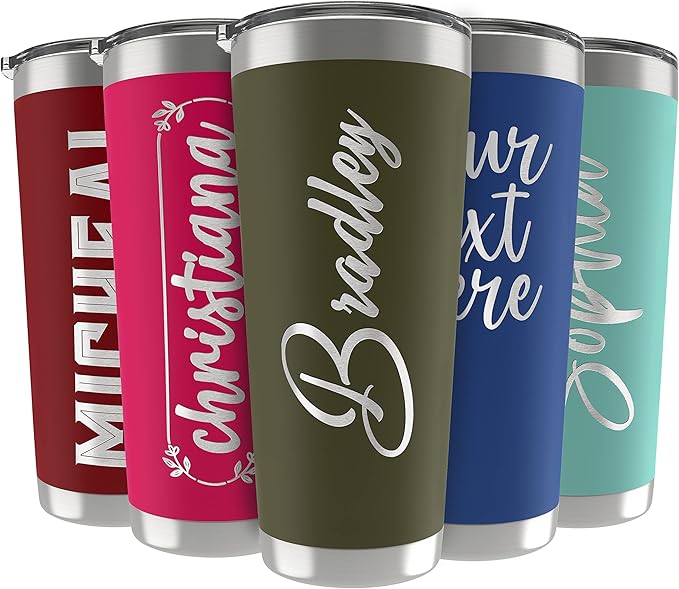 Updated, Personalized Tumblers, Stainless Steel 30 oz Tumbler w/Lid |13 Designs| Personalized Cups Double Walled Insulated Coffee Cup for Travel, Fitness | Hot & Cold Drink Use - Army