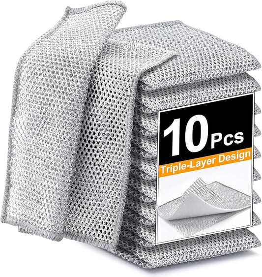 Inkhut Non Scratch Wire Dishcloth, Multipurpose Wire Dishwashing Rag for Wet and Dry, Multifunctional Dish Rags for Washing Dishes Kitchen Cleaning