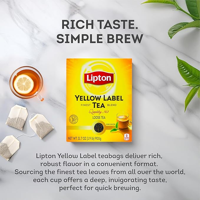 Lipton Yellow Label International Blend | Loose Tea | Premium Quality | Compatible for Milk Chai | Bold & Rich Flavor | Bulk Tea | 900 Grams (Pack of 4)