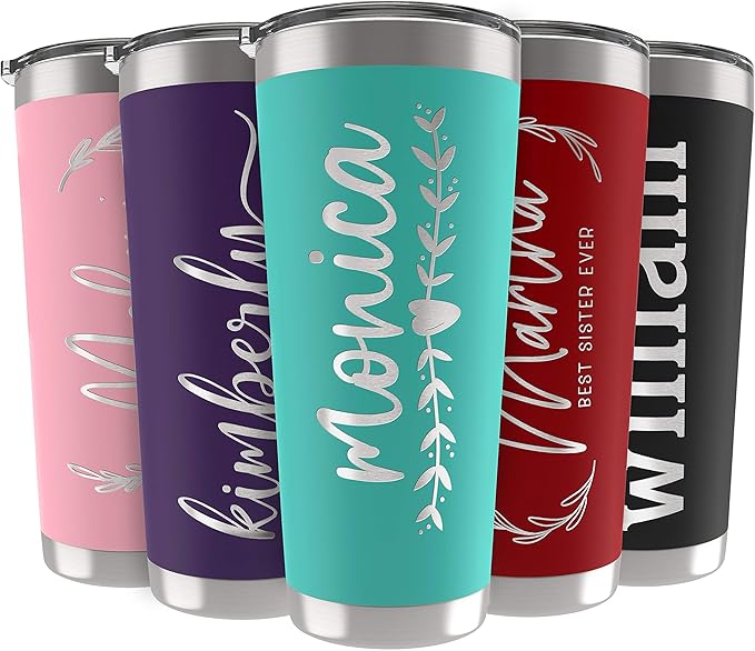 Updated, Personalized Tumblers, Stainless Steel 30 oz Tumbler w/Lid |13 Designs| Personalized Cups Double Walled Insulated Coffee Cup for Travel, Fitness | Hot & Cold Drink Use - Teal
