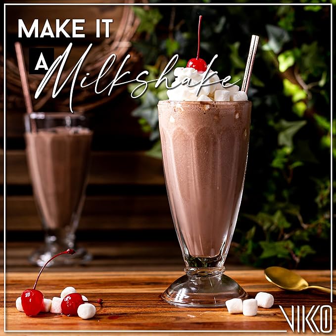 Vikko Milkshake Glasses, Set of 6 Footed Ice Cream Cups, 11.5 Ounce Milkshake Cups, Thick and Durable Dessert Cups Glass, Ice Cream Bowls, Sundae Glasses
