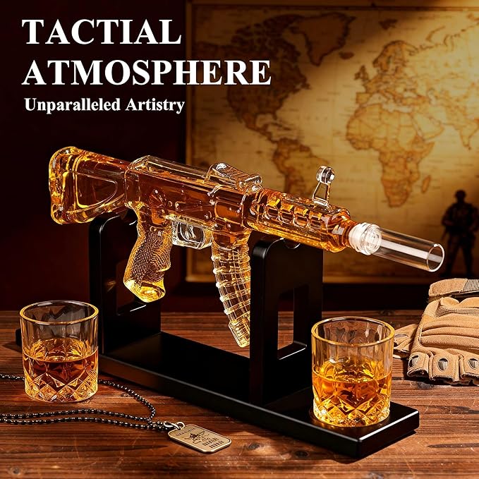 PONPUR Gifts for Men Dad Chirstmas, Whiskey Decanter Set with 2 Glasses, Unique Birthday Aniversary Retirement Gifts for Husband Him Grandpa, Cool Bourbon Scotch Gift for Man Cave Bar Decor