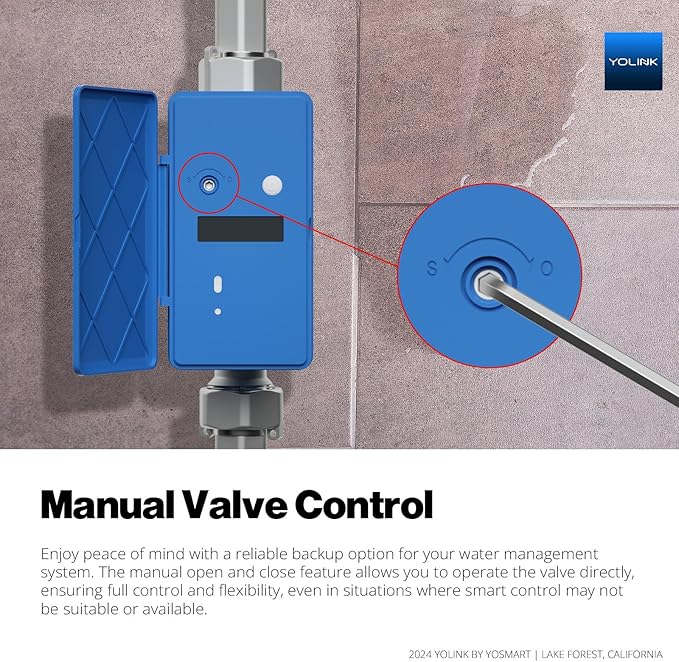 NSF Certified YoLink FlowSmart All-in-One Smart Water Meter & Auto Shutoff for 1'' Pipes, LoRa Long-Range, Real-Time Leak Detection, 10-Year Battery, 80+ Device Ecosystem, Hub Required – YS5018