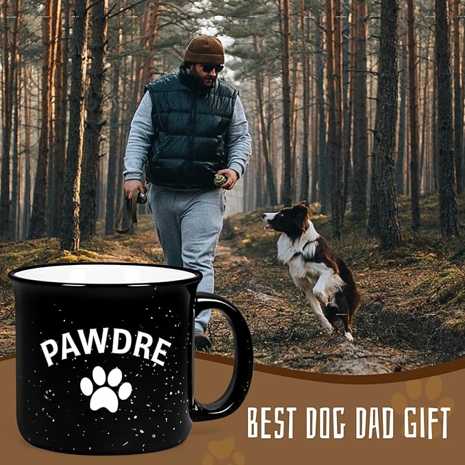 Cabtnca Dog Dad Christmas Gifts for Men, Pawdre Mug, Dog Fathers Day Birthday Christmas Gifts, Fur Dad Coffee Mug, 15 Oz