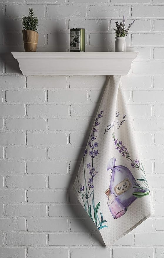 Maison d' Hermine Kitchen Towels Set of 3 100% Cotton 27.50" x 20" Reusable Cloth Tea Dish Towels Absorbent with Hanging Loop for Kitchen, Home, Dining, Cocktail Parties Spring/Summer (Fanny)
