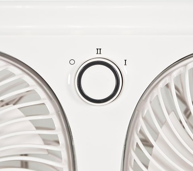 Comfort Zone Living Comfort 9-Inch Twin Window Fan with 2 Speeds & Individually 180° Rotating Fan Heads, Removable Bug Screen – Ideal for Home, Kitchen, Bedroom & Office