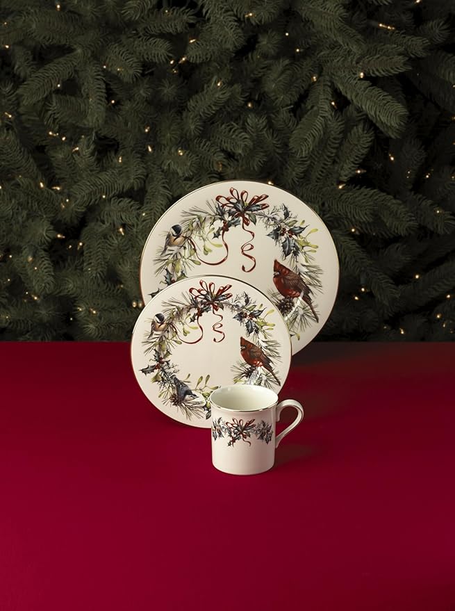 Lenox 185518002 Winter Greetings Dinner Plate, Christmas Dinnerware