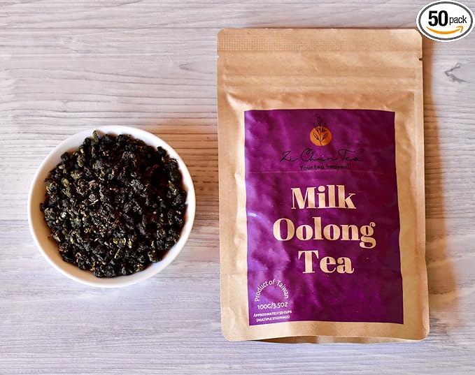 Zi Chun Tea - Milk Oolong Tea : Premium Loose Leaf High Mountain Oolong Tea from Taiwan : Vacuum Packed for Freshness : Organically Grown Jin Xuan with Great Creamy Nutty Taste and Aroma - 3.5 ounces