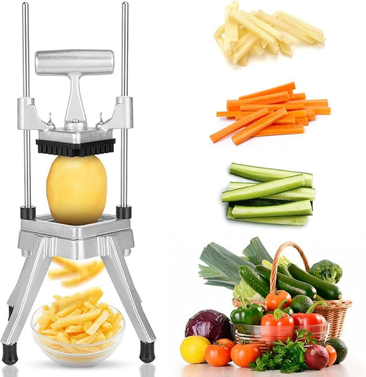 WICHEMI Commercial Vegetable & Fruit Chopper - Stainless Steel Dicer, Cutter for Onions, Potatoes, Peppers & Mushrooms (3/8")