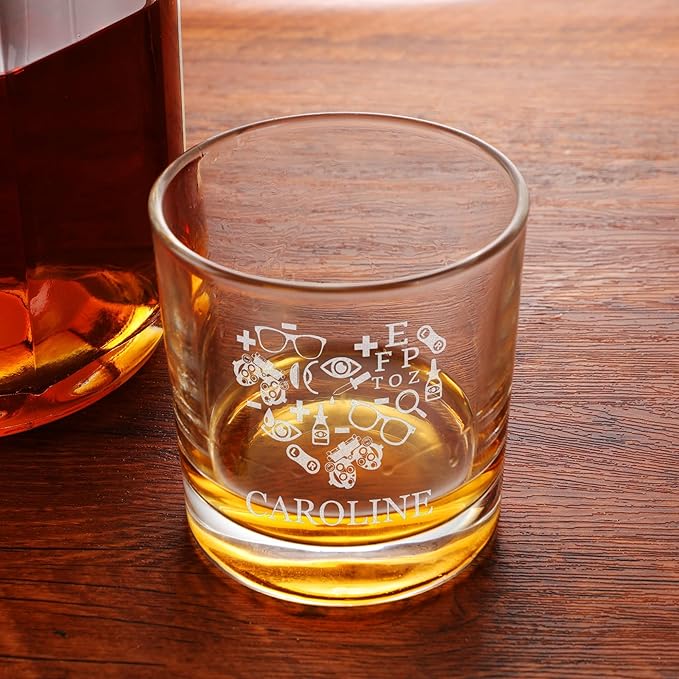 Custom Engraved Whiskey Glass - Personalized Gifts for Eye Doctors, Graduation Gift for Dental Student, Birthday Appreciation Gift for Best Ophthalmologist (Whiskey, Eye Doctor)