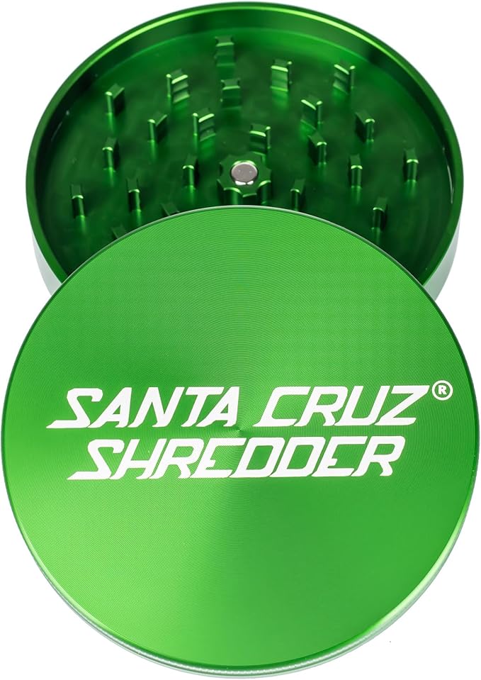 Santa Cruz Shredder Jumbo Metal Herb Grinder Knurled Top for Stronger Grip 2-Piece 4" (Green)