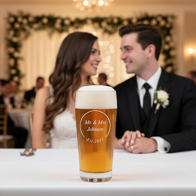 Sand Carved Willi Becher Glass, Custom Octoberfest Hops, Personalized with Text or Logo, Customized for Gifts, Weddings, Groomsmen, Breweries, Bars, Dishwasher Safe (16 oz)