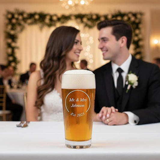 Sand Carved Willi Becher Glass, Custom Octoberfest Hops, Personalized with Text or Logo, Customized for Gifts, Weddings, Groomsmen, Breweries, Bars, Dishwasher Safe (16 oz)