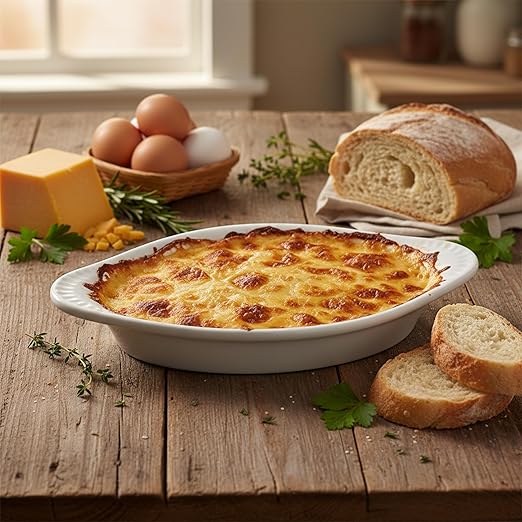 Tuxton China BWN-080 Welsh Rarebit, 8 oz., 8-1/8" x 4-3/8" x 1-1/4"H, Oval, Microwave and Dishwasher Safe, Oven Proof, Fully Vitrified, Ceramic, TuxCare, Healthcare, White, Pack of 12