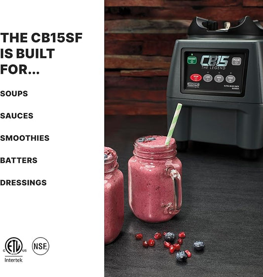 Waring 1-Gallon Blender, 3.75 HP, Stainless Steel Jar with Spigot & Handles, Commercial for Smoothies, Soups & Sauces – CB15SF