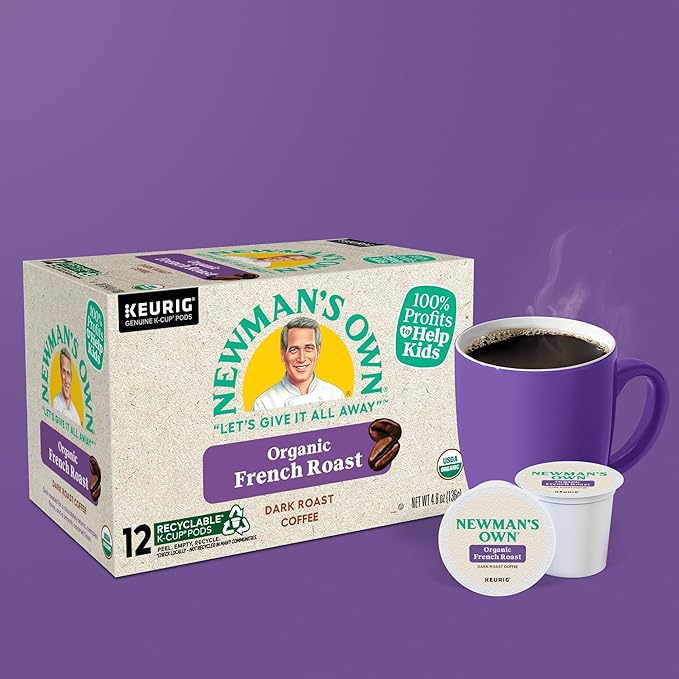 Newman's Own Organics French Roast Keurig Single-Serve K-Cup Pods, Dark Roast Coffee, 72 Count
