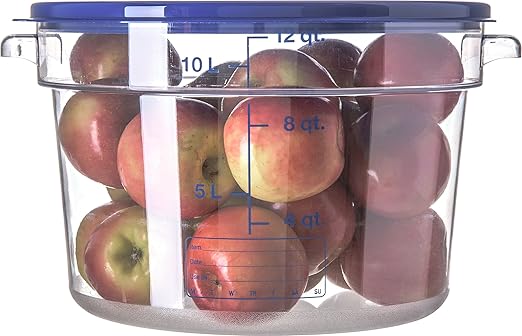 Carlisle FoodService Products Storplus Round Food Storage Container with Stackable Design for Catering, Buffets, Restaurants, Polycarbonate (Pc), 12 Quart, Clear