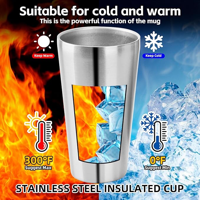 5 Pack 18.6oz Stainless Steel Insulated Cup, Double Wall Vacuum Small Metal Cup, Reusable Camping Cups Unbreakable Indoor Outdoor for Party, Home, Office, BBQ, Sliver