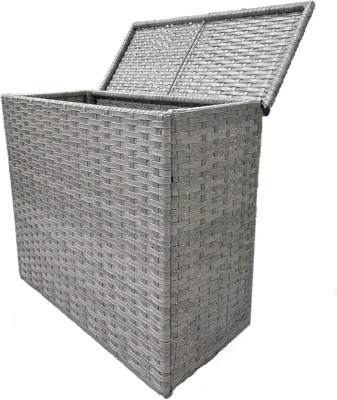 Laundry Hamper Wicker With Lid and Wheels, Collapsible Rattan Clothes Hamper 29 Gal (110 L) Removable Linerdouble Laundry Basket Handwoven for Clothes Storage in Bedroom(Gray)