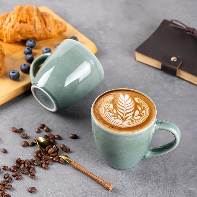 GBHOME Ceramic Coffee Mugs Set of 4, 12oz Stoneware Coffee Mugs Set For Dad Mom Women MEN, Light Weight Coffee Cups for Latte/Tea/Beer/Hot Cocoa, Dishwasher & Microwave Safe