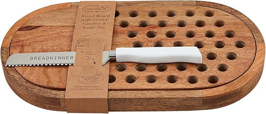 Mud Pie Bread Set Serving, board 7" x 12 1/2" | knife 9", BROWN