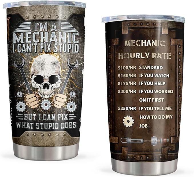 Mechanic Gifts Tumbler 20oz, Mechanic Gifts for Men, Mechanic Dad/Son/Husband Gift on Fathers Day/Christmas/Thanksgiving Day, Gift for Mechanics Men